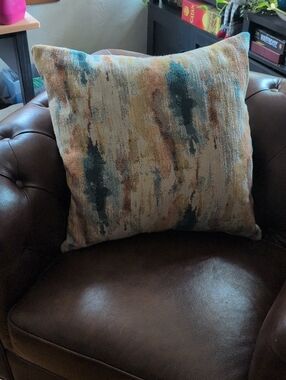 Decorative Abstract Teal and Beige Throw Pillow - Home Accents